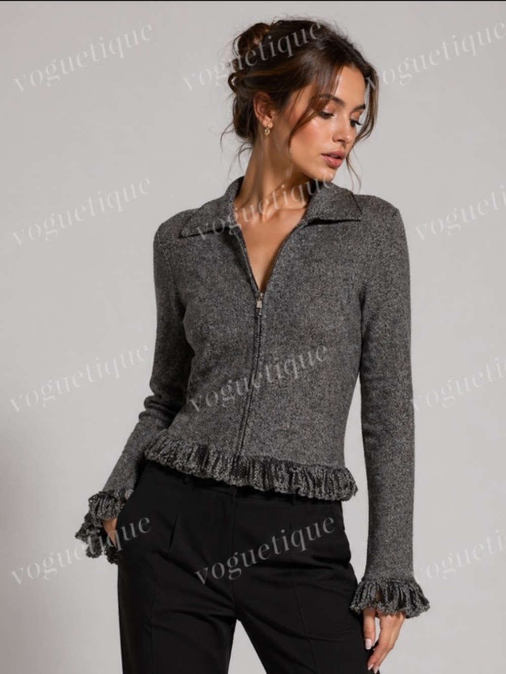 St. John collection Marie gray cardigan sweater